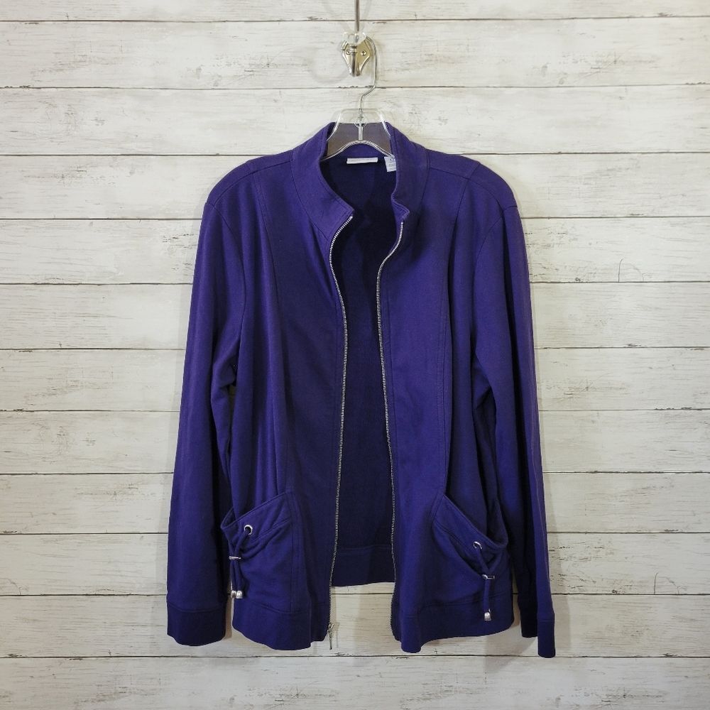 Zenergy by Chico's Size 0 4\6 S Full Zip Purple Jacket Drawstring Detail Pockets - Picture 8 of 8